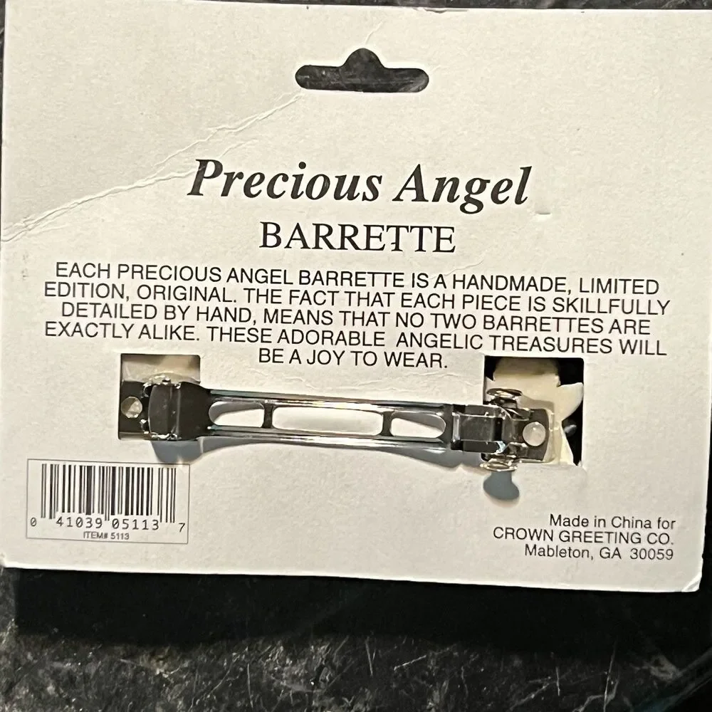 New Vintage Precious Angels Hair Clip/Barrette~ Angels Are Love~ Crown Greeting